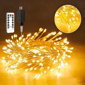 10FT Firecracker Fairy String Lights, 100 LEDs Warm White Plug-In Silver Wire Lights with Remote for Christmas Tree, Bedroom, Patio, Garden & Backyard Decor