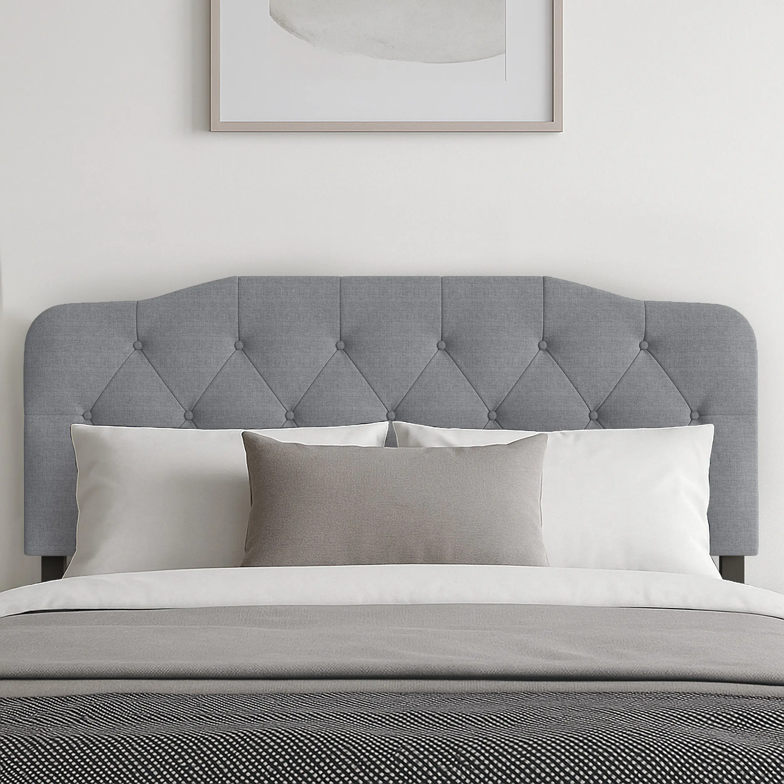 Favorer Angela Tufted Upholstered Headboard for Bed, Classic Design, Durable Blend Fabric, Adjustable Height for Adjustable Bases, Easy Hassle-Free Assembly