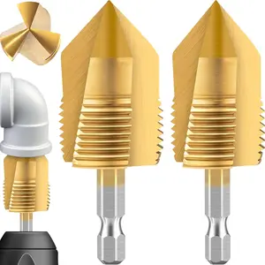 Pipe Threading Tool 1/2'' & 3/4'' Dual-Function PVC Pipe Threader Kit, Electric Drill Compatible Internal and External Thread  Tool for PVC Plastic Pipes