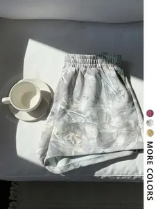 Y2K Leaf Camo Casual Shorts, American Street Style Loose Fit Sporty Shorts, Low Saturation, Perfect for Outdoors, Skateboarding, Festivals, Elastic Waist Shorts