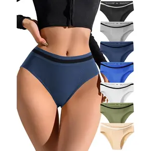 Womens Bikini Underwear High Waisted Seamless Panties High Cut Tagless Soft Cheeky Ladies Panties 7 Pack