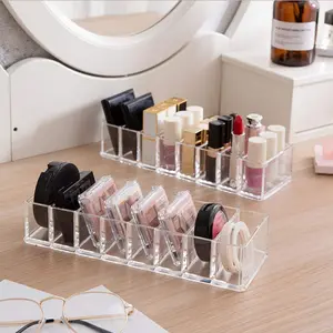 Clear Acrylic Compact Organizer, Blushes Highlighters Eyeshadow Powder Makeup Organizer Holder for Vanity, 8 Slots