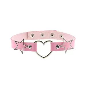 Punk rock style jewelry, cute star collar, adjustable length and size love necklace, four colors, pink/blue/black/white, recommended as a gift for your girlfriend, daily matching