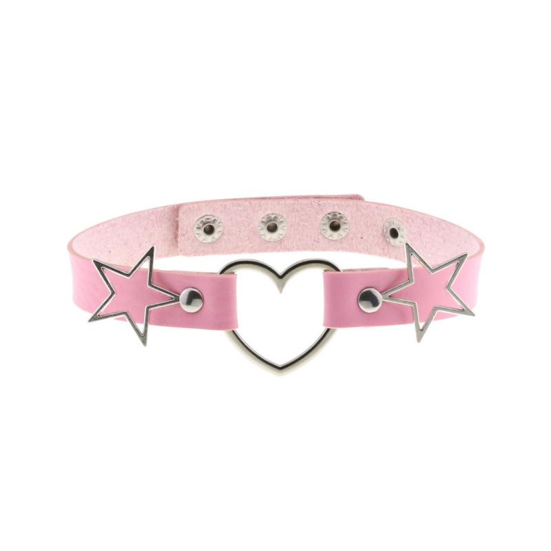 Punk rock style jewelry, cute star collar, adjustable length and size love necklace, four colors, pink/blue/black/white, recommended as a gift for your girlfriend, daily matching