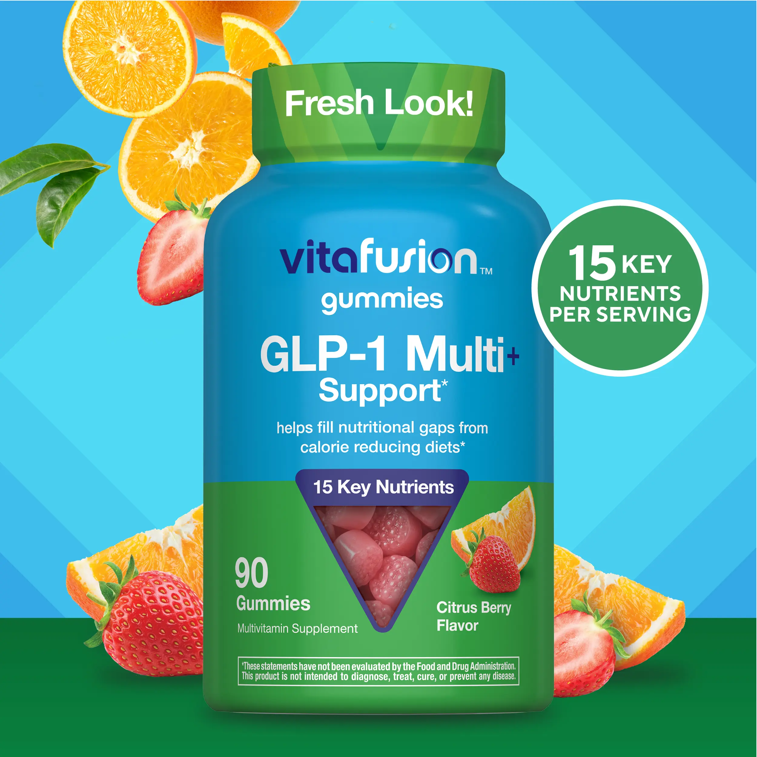 [Vitafusion] GLP-1 Support Multi+ - Helps fill nutritional gaps from calorie-reducing diets - 15 Key Nutrients - 90 Gummies