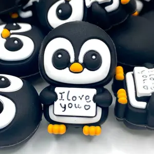 I’m Flippin’ Smitten 3D Silicone Focal Beads - Cute Penguin Shape Beads for DIY Crafting & Beading Supplies