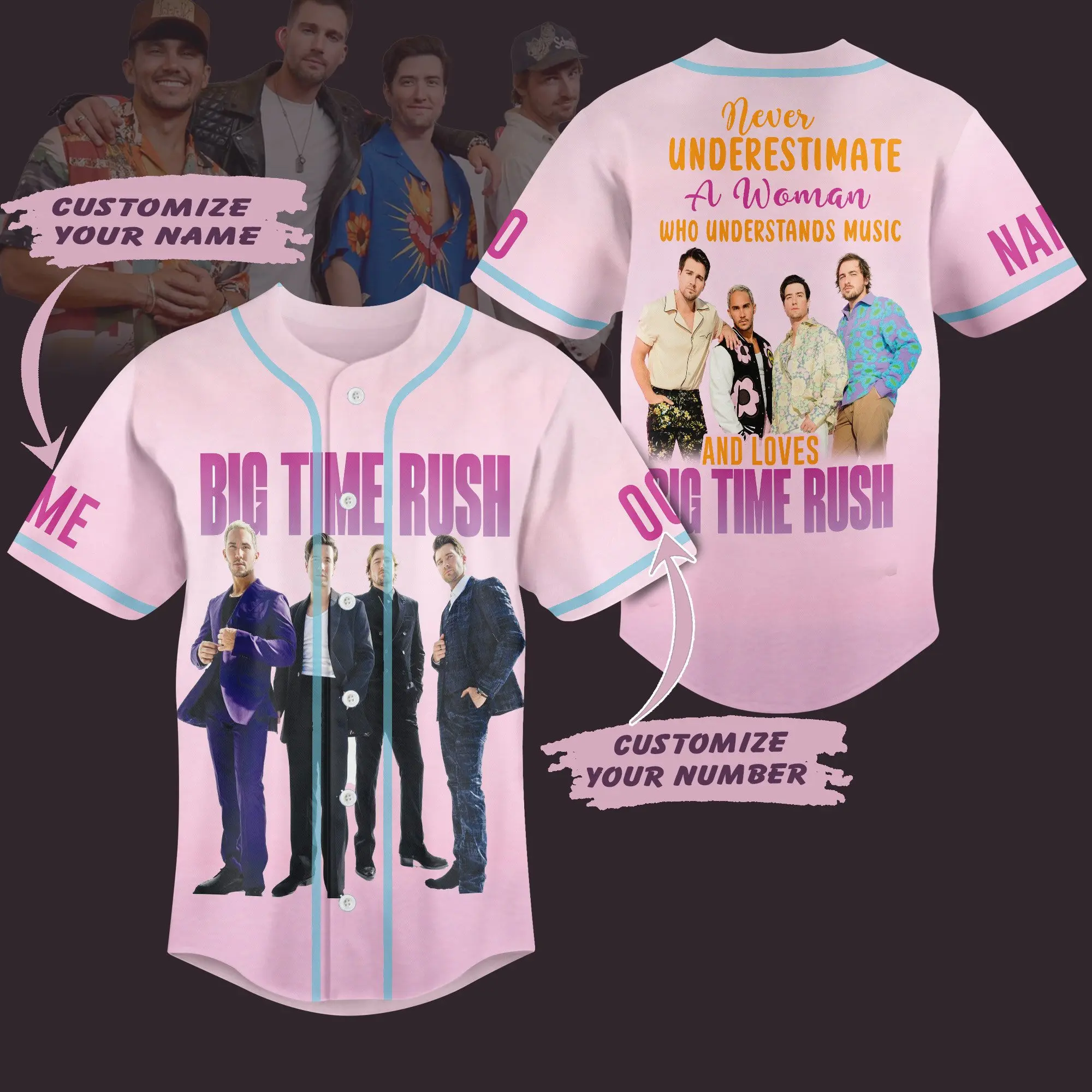 Big Time Rush Baseball Jersey For Fans - Baseball Jersey For Fans -  Baseball Jersey T-Shirt | Must-Have for True Fans!