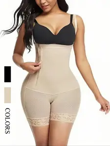 Women's Solid Color Side Zipper Open Bust High Compression Shapewear Bodysuit, Tummy Control Butt Lifter, High Waist Shaping, High Stretch Seamless Shaper for Yoga Wedding Party