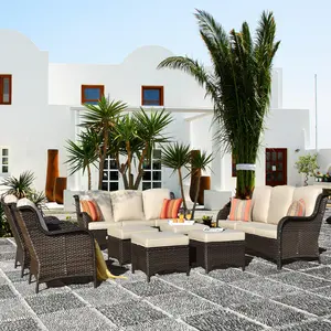 Ovios Outdoor Furniture 8-Piece with Cushions Kenard Curved Handrest