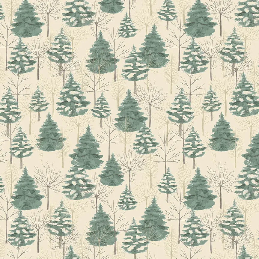 Fabric Benartex Natural/Pine Forest Symphony Winter Haven by the Quarter Yard 16792-71