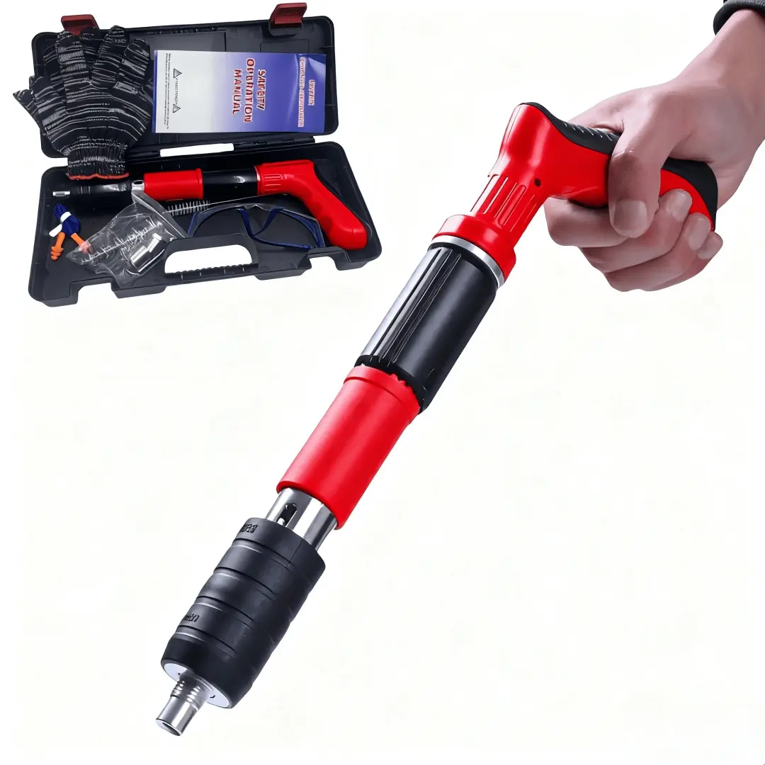 Red Steel Heavy Duty Nail Gun Kit, Tool (Nails Not Included) - Delivers Instant Penetration with Powerful Force, Effortlessly Driving Nails Through Thick Steel Plates, Brick Walls, Soundproofing Materials, Concrete. The perfect gift