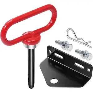 Universal Heavy Duty Zero Turn Mower Trailer Hitch and  Neodymium  Lawn Mower Trailer Hitch Pin with 2  -1/2'' R-Clip (Combo Pack, Red+Black)