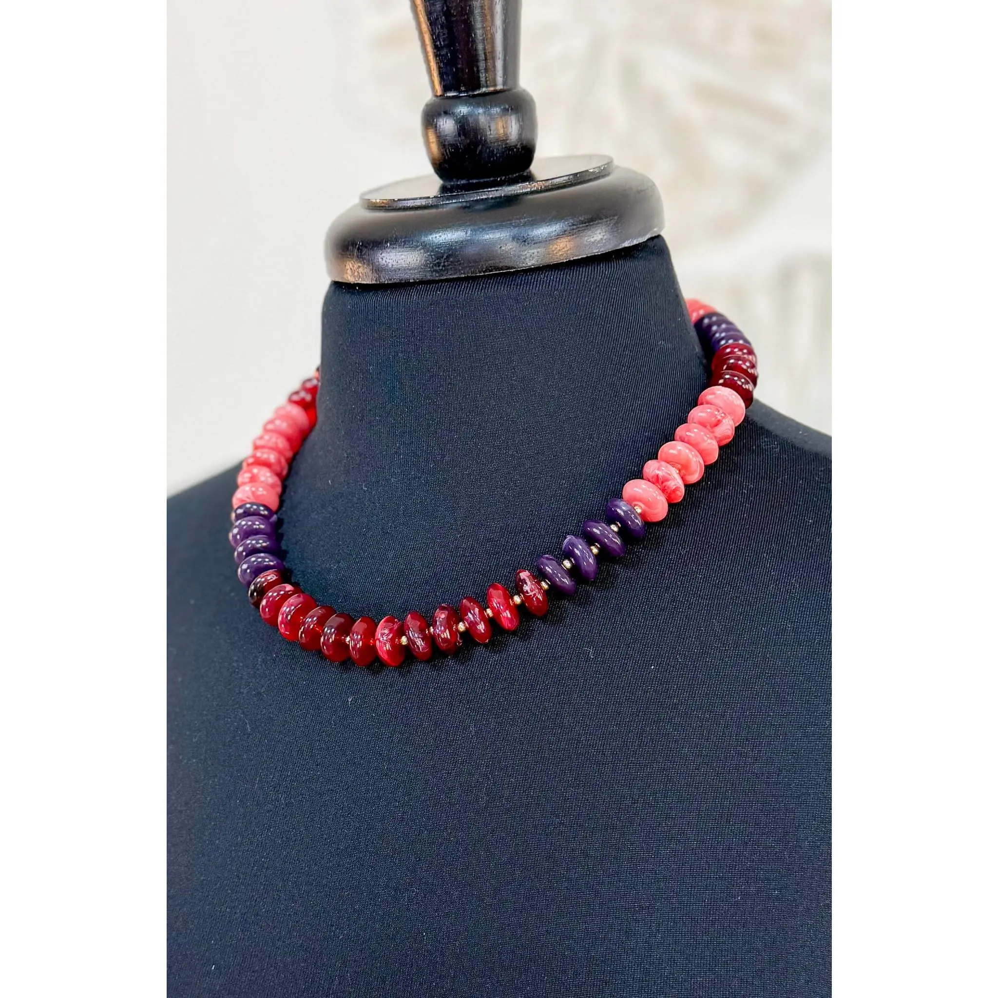 Burgundy Marble Bead Necklace