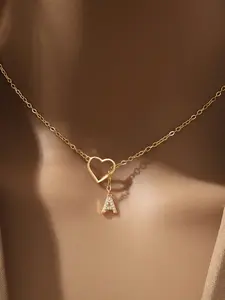 Initial Necklace with Heart Pendant 26 Letter Chain Necklaces for Women & Girls Retractable Design, Stackable Style Jewelry Gift for Birthdays & Anniversaries