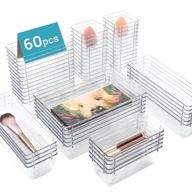 Zevanta Co. 60 Pcs Premium Clear Drawer Organizer