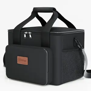 Lunch Bag Double Deck Multi functional lunch bag 15L- Leakproof Insulated Soft Large Adult Insulated Lunch Bag, Holds Anything Insulated Bag, Tote (Black,15L) fit  fresh large lunch bag lunch box tote bag