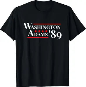 Washington Adams 1789 American Presidents Day US History T-Shirt Pure Cotton Graphic Tees Menswear Top: Gifts for Men & Women, Natural, Shortsleeve