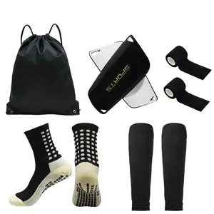 5-in-1 Soccer Shin Guards Set with Non-Slip Socks & Calf Sleeves, Youth Adult Football Protective Gear Kit with Storage Bag