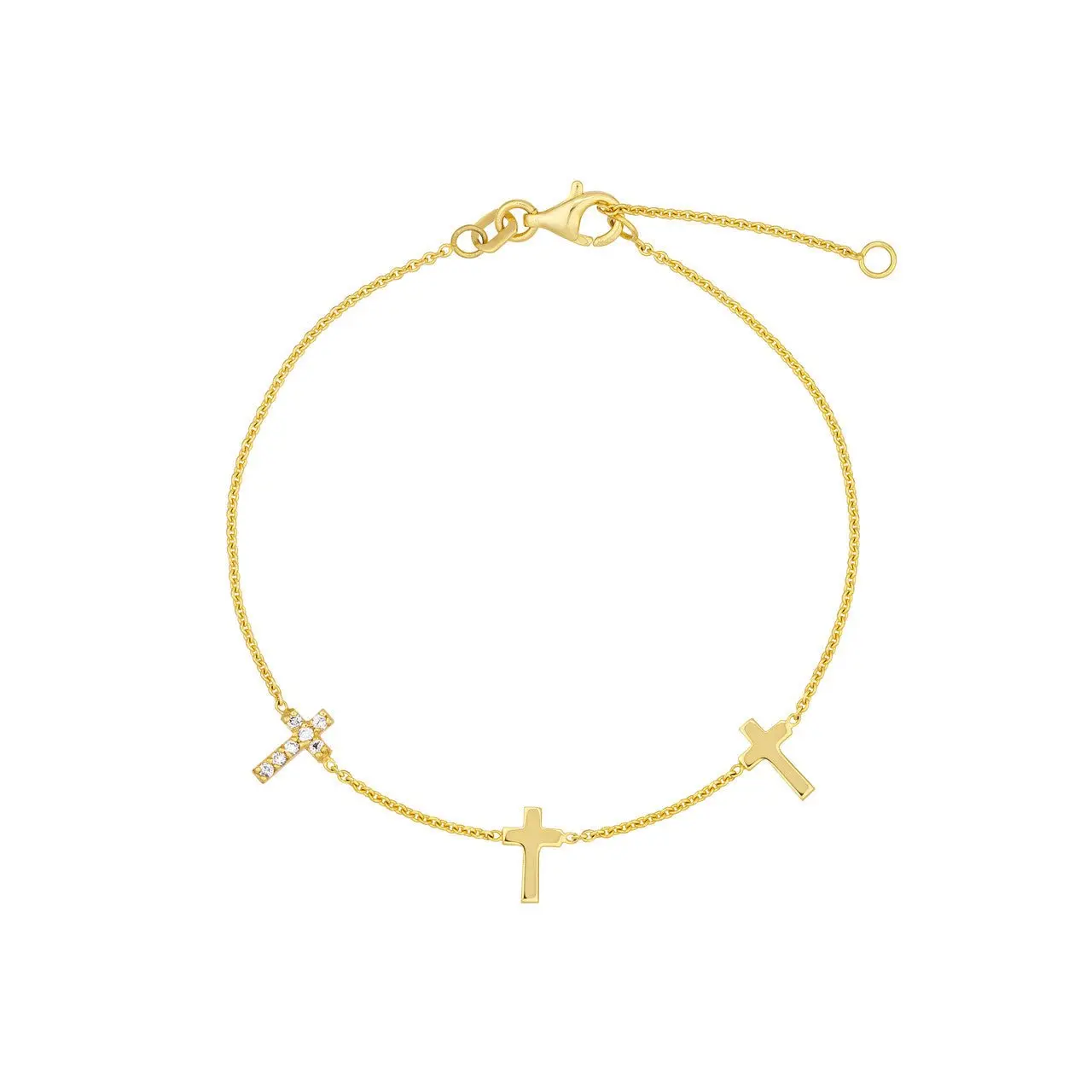 14K Gold Triple Cross Diamond Bracelet