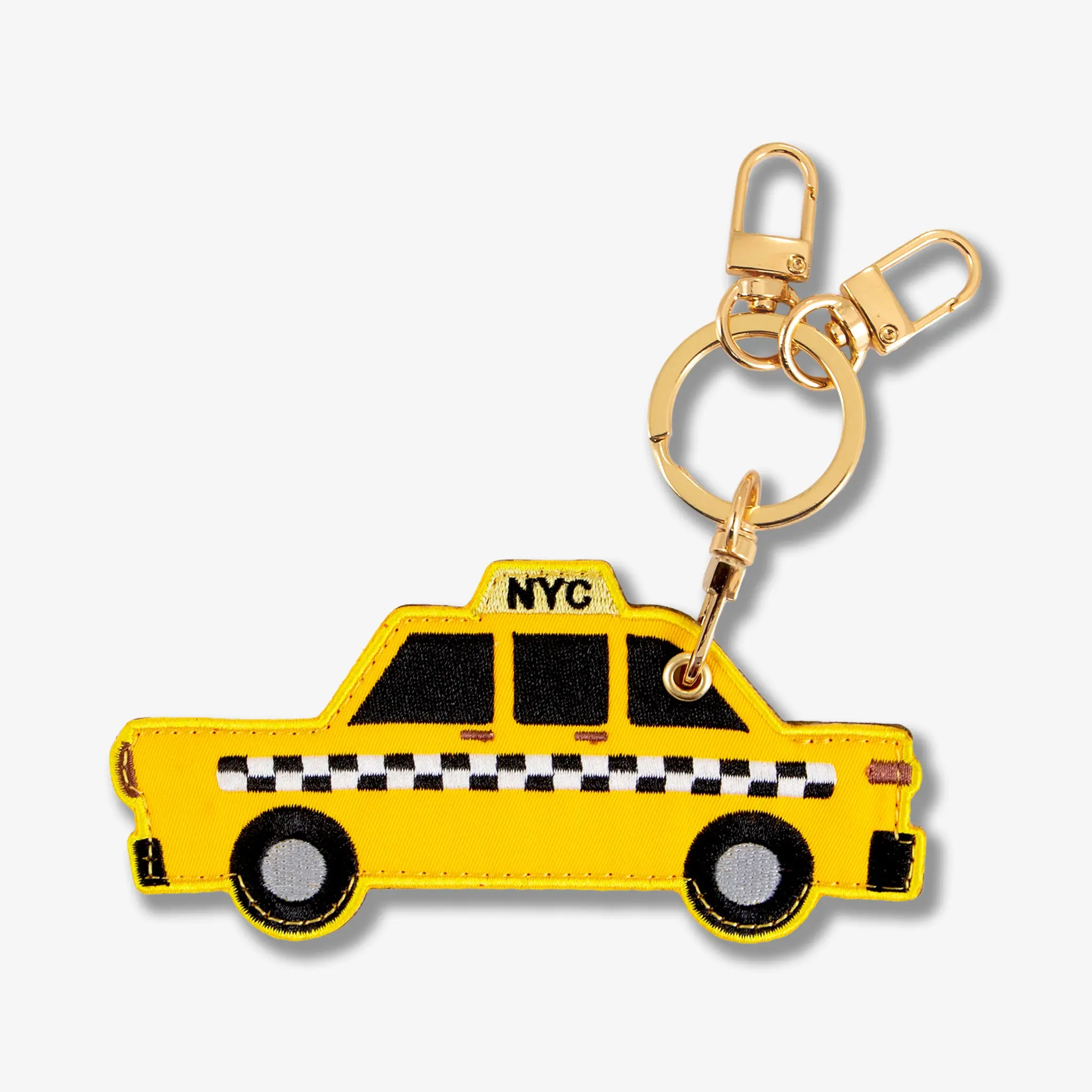 Sonix AirTag® Carabiner Keychain - Taxi-Themed Fashion Accessory, Anti-Lost Keychain with Cute Embroidery, Gold Ring Clip, Secure Lobster Claw, Vegan PU Leather, Inner Pocket for Protecting Belongings