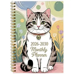 2026-2030 Monthly Planner/Calendar - January 2026 to December 2030, 5-Year Monthly Planner, Cat Lover Theme Cover Design Notebook, Annual and Daily Calendar Planning, Monthly Tabs, 60-Month Calendar, 5.5 x 8.3 inches, 71 sheets/142 pages Thick Paper, Flex
