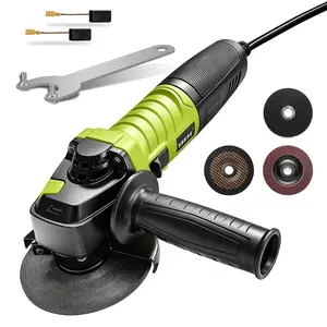 SEESE Angle Grinder, 5 Inch 8 Amp 11000PRM Electric Grinder Tool 6-Variable-Speed Metal Grinderand Cutting Wheels, Flap Disc and Auxiliary Handle for Cutting, Grinding, Polishing and Rust Removal