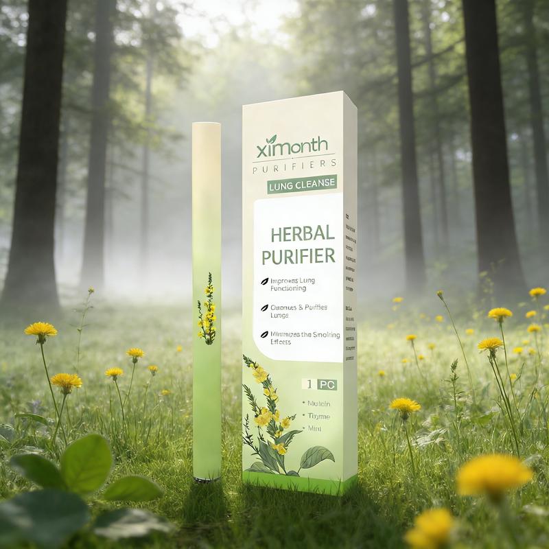 XIMONTH 4-IN-1 Wellness Herbal Diffusion Pen Thyme &Mint Extracts for Lung Detoxification Oral Air FresheningRelaxation Stick Solution