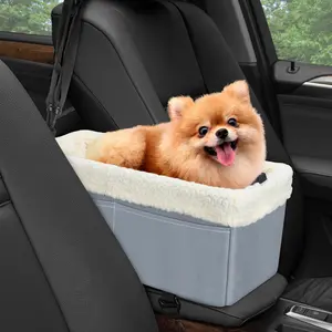 Dog Car Seat for Small Dogs, Center Console Dog Car Seat with Soft Cushion, Gray Cat Car Seat carseat  cover storage pocket