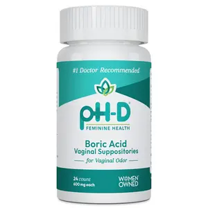 pH-D Feminine Health - 600 mg Boric Acid Suppositories - Woman Owned - for Vaginal Odor Use - 24 Count