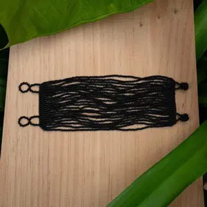 Shadow Essence - Native Beaded Bracelet in Elegant Black - Handmade by Mexican Artisans - Mother Sierra