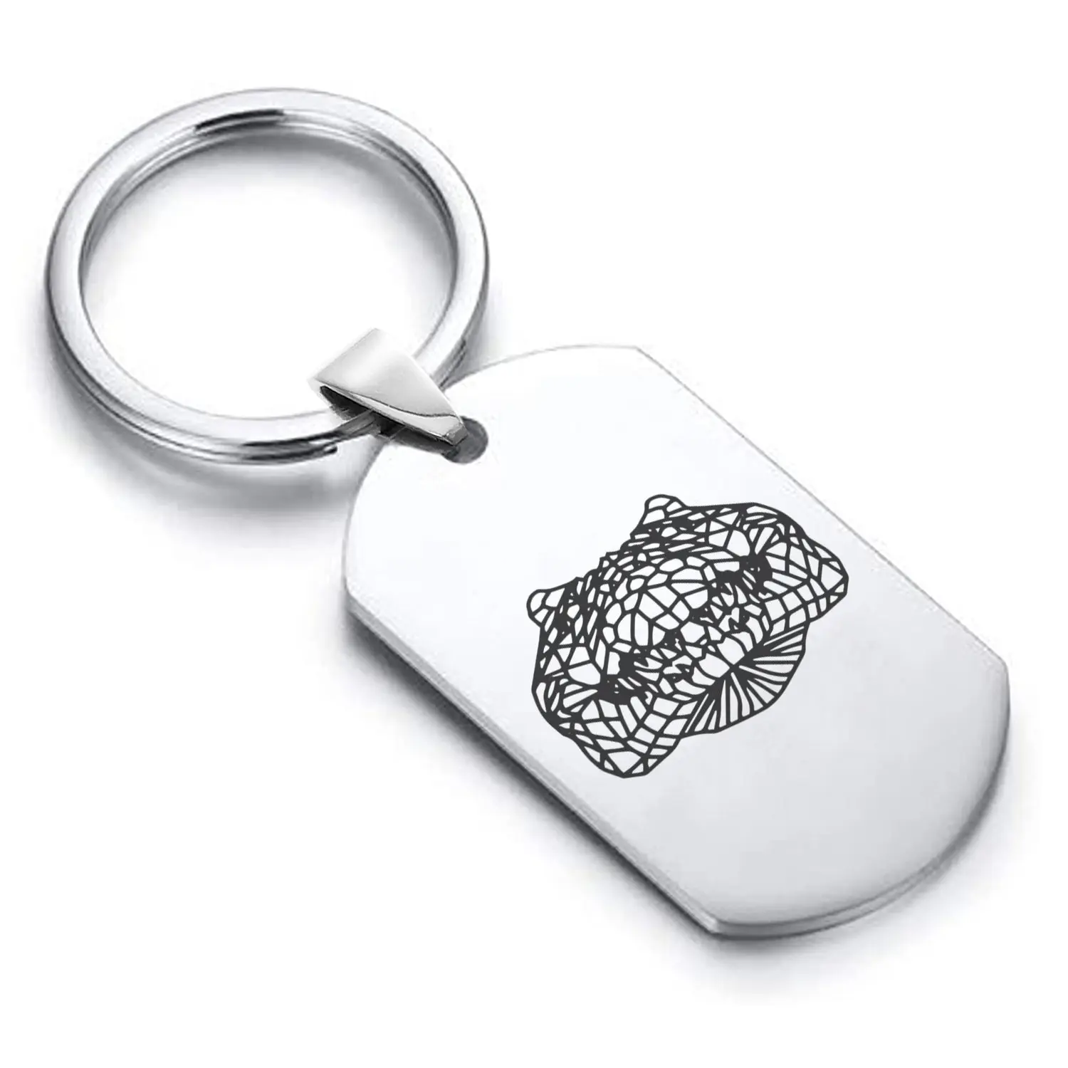 Stainless Steel Geometric Polygon Crocodile Dog Tag Keychain