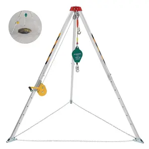 【GARVEE】Confined Space Tripod Kit with 1200 LBS Lifting Winch and Fall Arrester, Sewer Rescue Tripod with Safety Self-Locking Device