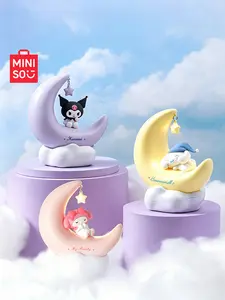 MINISO SR Crescent Sweet Dream LED Night Light Decoration, Featuring Cinnamoroll & Kuromi Characters, Adorable Cartoon Design with Soft Warm Lighting, USB Powered for Easy Charging, Perfect for Bedroom Bedside Decor, Desk Ornamen