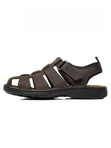Men's First Layer Cowhide Sport Sandals, Open Toe Hiking Outdoor Non-Slip Shoes, Casual Beach Sneakers for Men Breathable Sandals