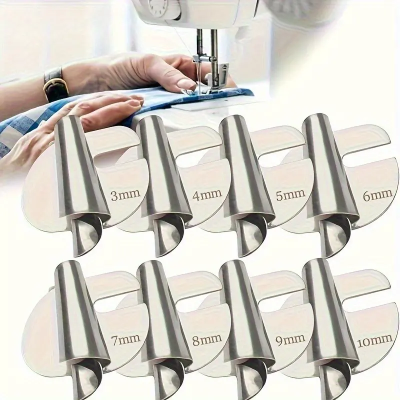 1set Universal Sewing Rolled Hemmer Foot Set - [3-10mm] - Wide Rolled Hem Pressure Foot, Sewing Machine Presser Foot Hemmer Foot, Home Industrial Curved Scroll Hemmer Foot
