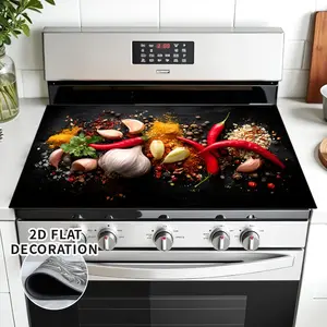 Spicy Colorful Aromatic Modern Rubber Stove Protector, Heat Resistant, Non-Slip, Water Absorbent, Easy Clean, Oven Pad, Refrigerator Pad, Kitchen Counter Cover