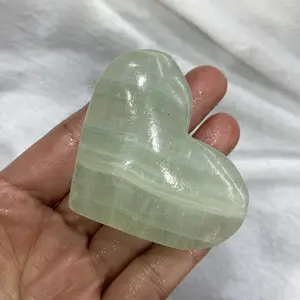 1 count Natural Green Onyx Calcite Heart Stone And Crystal mineral Healing Crystal 57-63mm