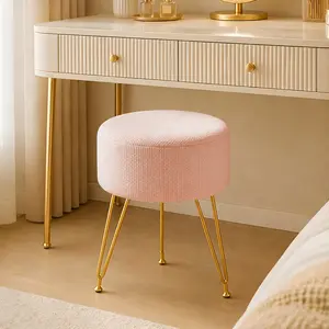Vanity Stools for Makeup Room, Round Ottoman Foot Stool, Footrest Vanity Chair for Bathroom Vanity, Bedroom, Living Room, Entryway, Offices
