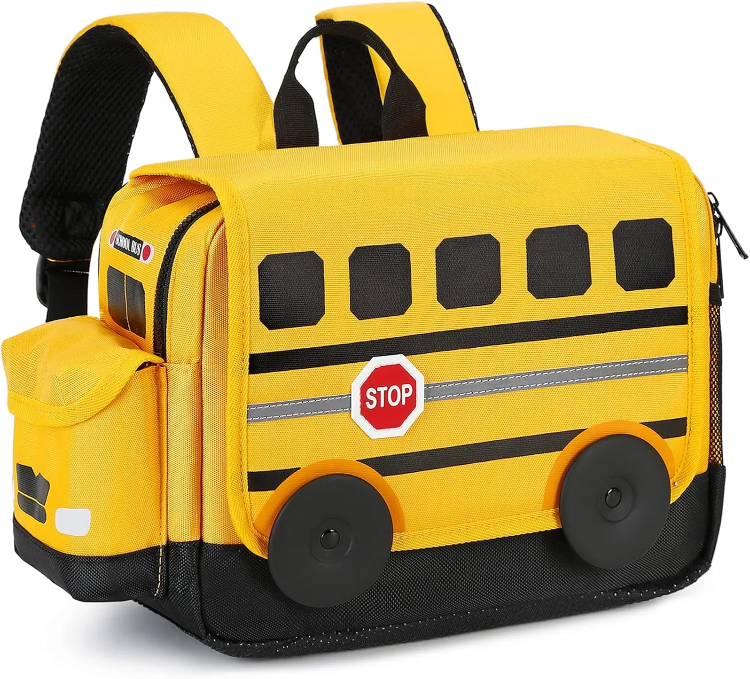 Bluboon Unisex Kids' Fabric School Backpack - Playful Bus Shape, Toddler Preschool Daycare Bag, Yellow Toddler School Backpacks