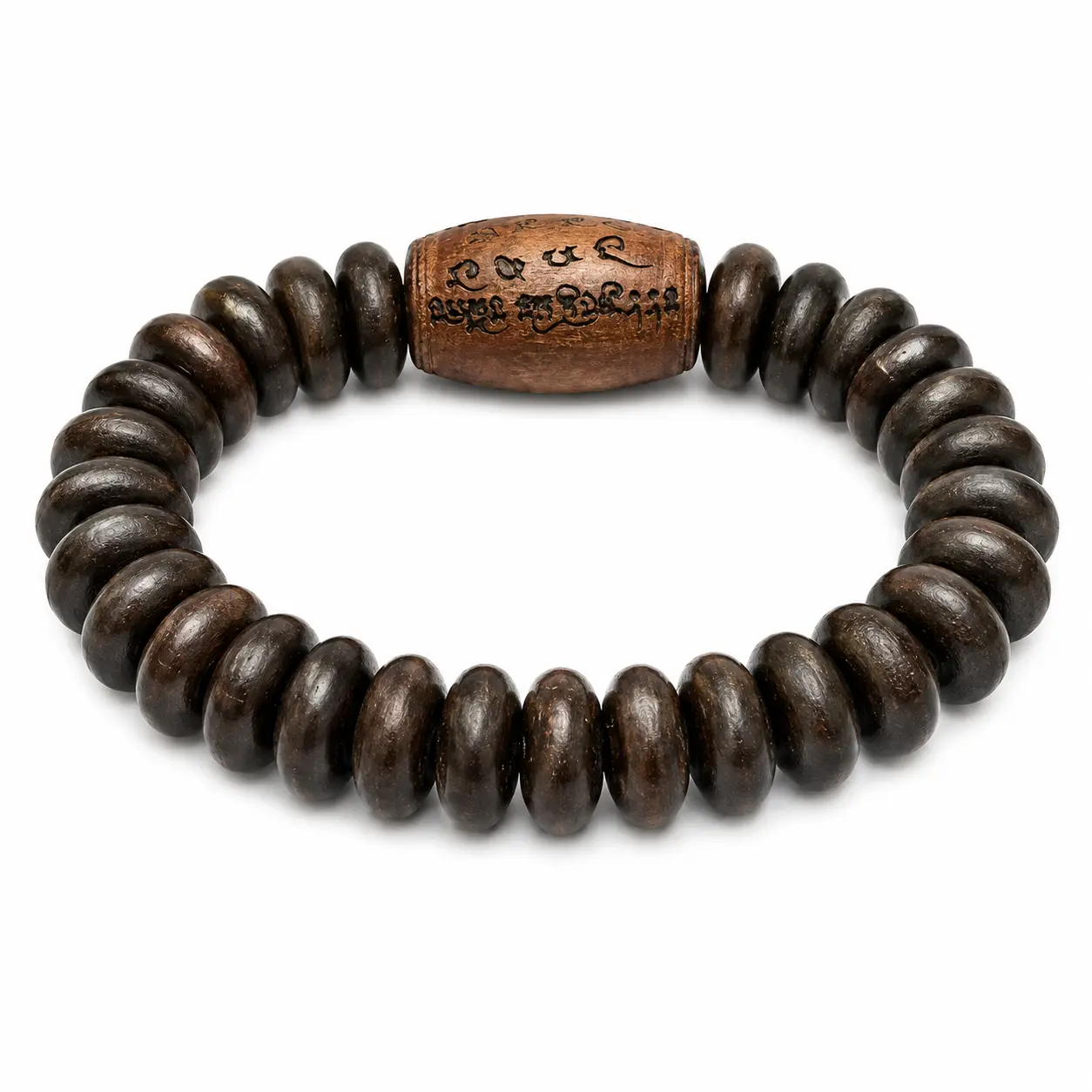 Temple-Blessed Tamarind Wood Beaded Bracelet – Handmade in Thailand