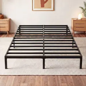 Twin/Full/Queen/King Size  Frame, Black, 12 In Metal Platform  With Heavy Duty Steel Slat Support, Under- Storage Space, No Box Spring Needed, Easy Assembly, Stable Structure, 800 LB Weight Capacity bed