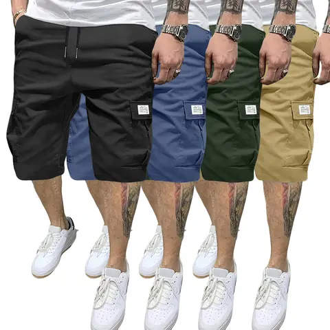 Men's Preppy Fitted Bermuda Shorts Set - Multifunctional Casual Bottoms, Stylish Summer Apparel for Daily Wear