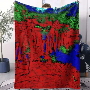 Abstract Printed Flannel Sofa Blanket, Abstract Splash Style Blanket In Red, Green And Blue, Suitable For Sofa, Bedroom and Travel, Soft and Cozy For All Seasons