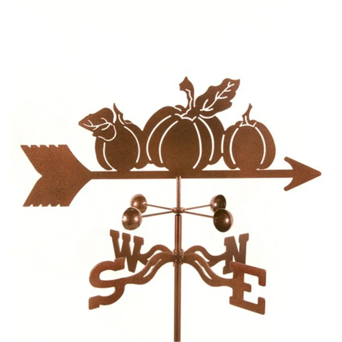 EZ Vane EZ1804-DK Laser Cut Pumpkin Weathervane with Deck Mount, 14-Gauge Steel Construction, 25x21x9" Size, 3 Protective Coatings (Prevents Rust or Fading), Sealed Ball Bearings, EWNS Directional Indicators