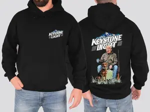Keystone Light Hunting Hoodie, Black Beer Graphic Sweatshirt, Unisex Cozy Pullover for Outdoor Style Sweatshirt Man