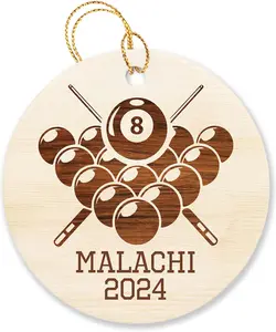 Personalized Pool Billiards Ornament Gifts for Billiards Lover, Ball Billiards Lovers Ornament Christmas 2024, Custom Name & Year Billiards Player Sports Ornaments, Billiard Balls Ornament Xmas Tree, Billiards Ornament