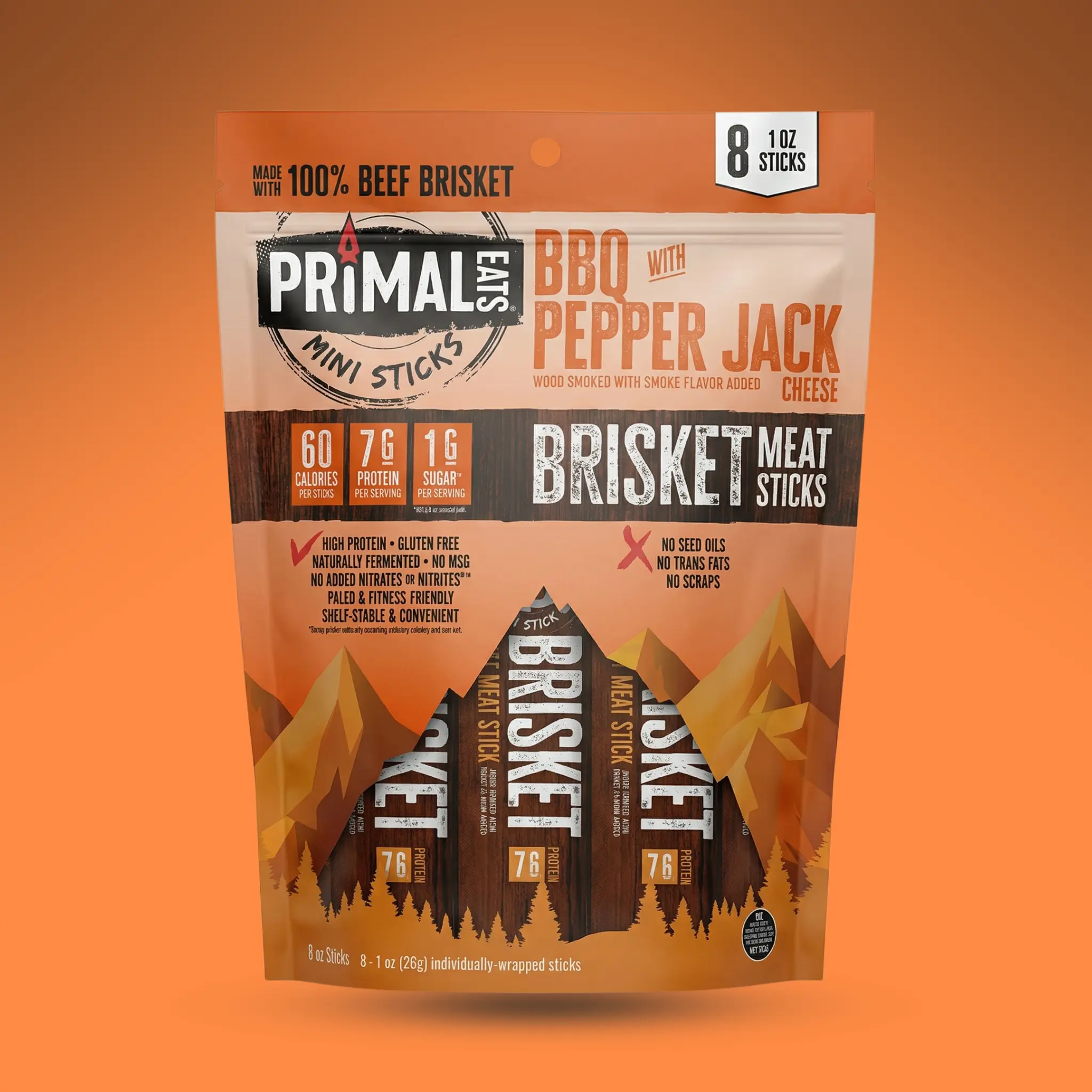 BBQ Pepper Jack 1oz Brisket Meat Sticks
