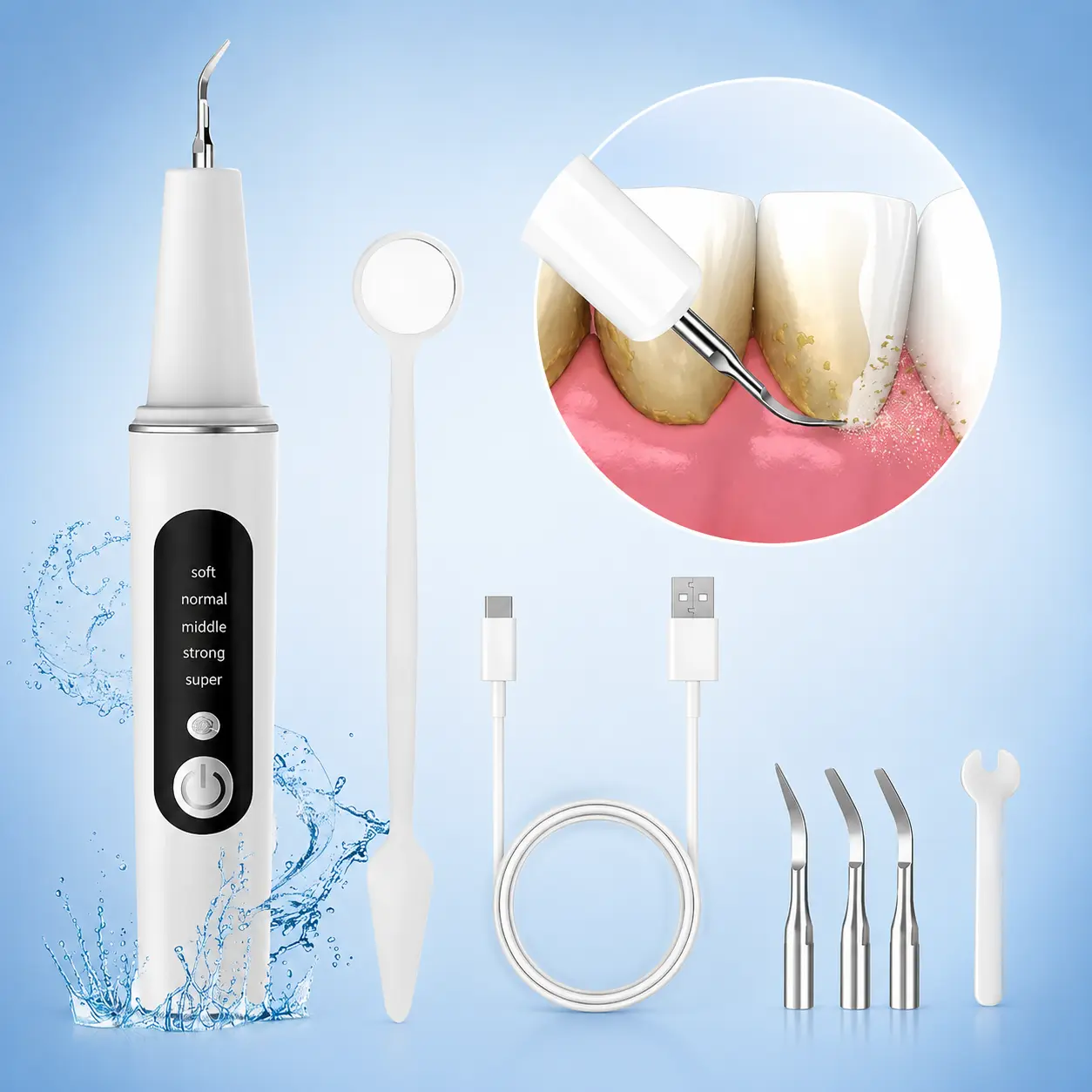 NBGRVLS Oral Plaque Remover  - Tartar Remover for Teeth Dental Calculus Remover Dental Teeth Cleansing Kit, Rechargeable Dental Teeth Cleaner Tools Kits & 5 Adjustable Modes