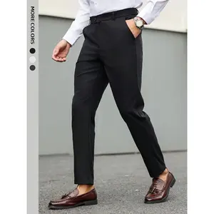 Men's casual solid color dress, pants, formal wear, button elastic waist, autumn pants, spring and summer office wear, business pants, club wear, going out for partiesRAIMENTRY