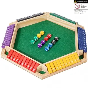 Wooden Board Game for 6 Players, Classic Dice Game with 12 Dice, Family Board Games, Perfect for Family Game Nights and Skill Development